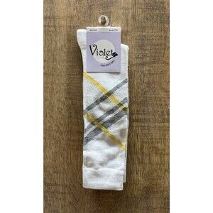 Violet Legwear girl's size 6 white tube striped socks  new  set of 6 pairs